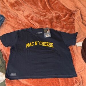 Life Is Good Navy Crop Top with Yellow Print